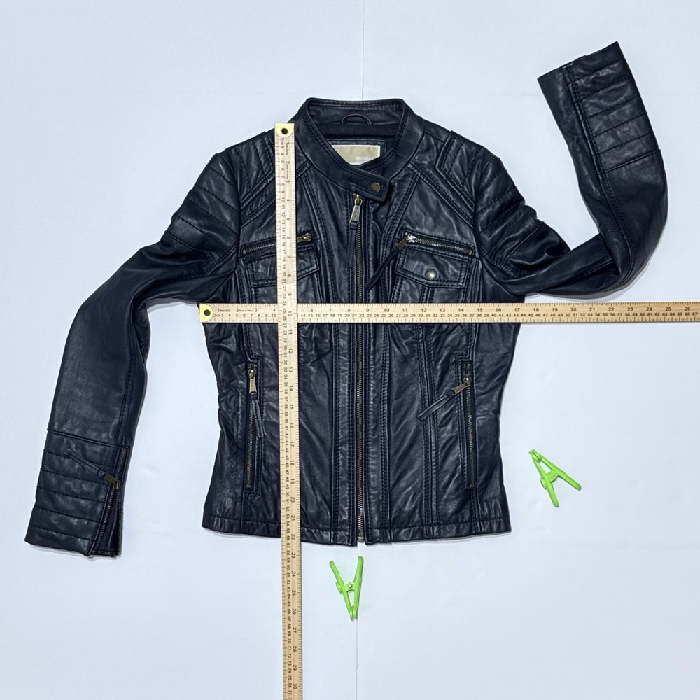 MICHAEL Michael Kors Navy Quilt Trim Leather Scuba Jacket Size S - Picture 11 of 16